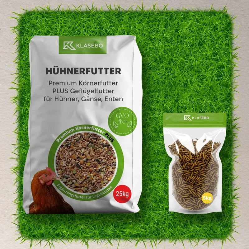 Alimento Gallinas 25 Kg+larvas 5 Kg