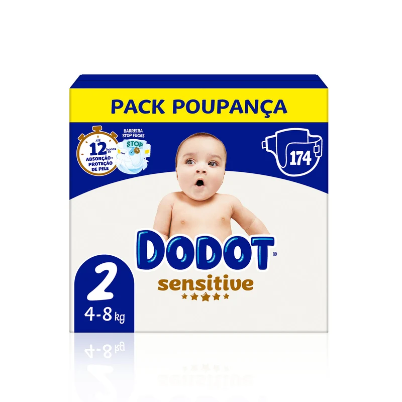 Dodot Sensitive Fraldas T2 (4-8 kg) 174 un