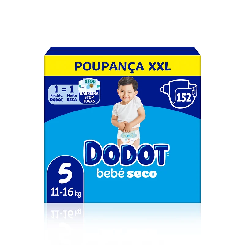 Dodot Bebé Seco Fraldas Box XXL T5 (11-16 kg) 152 un