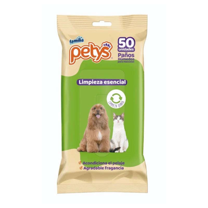 Pañitos Húmedos Petys Limpieza Esencial x50 Und