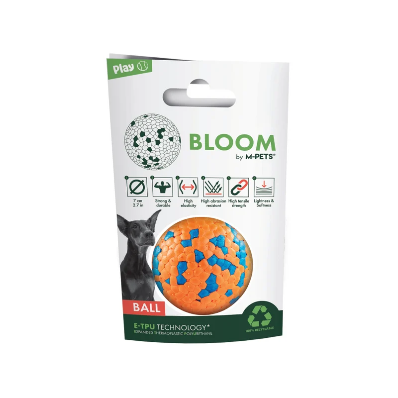 Pelota BLOOM Naranja y Azul en E-TPU para Perro – Material Adidas/BASF | M-PETS®