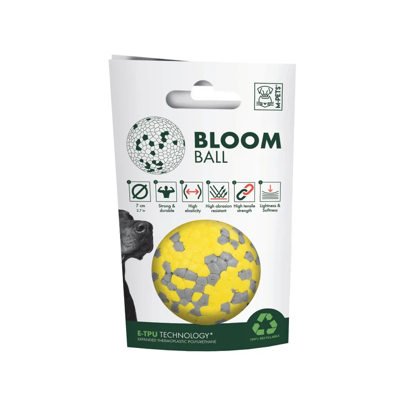 Pelota BLOOM Amarillo y Gris en E-TPU para Perro – Material Adidas/BASF | M-PETS®