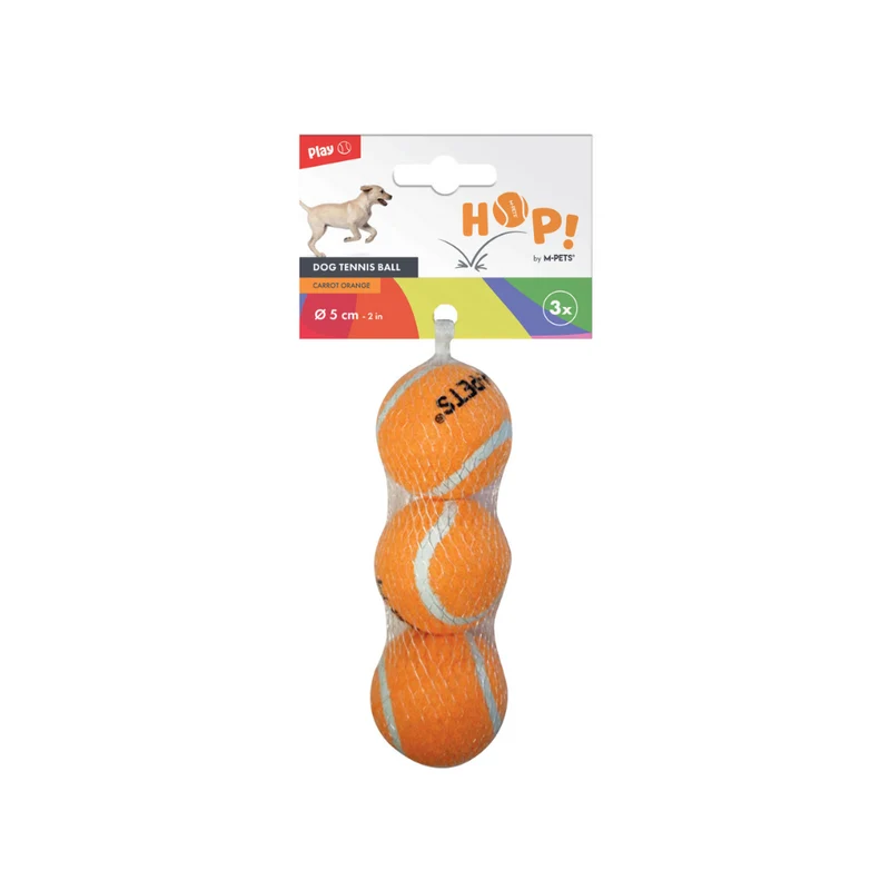Set de 3 Pelotas de Tenis HOP Naranja para Perro – Alto Rebote | M-PETS®