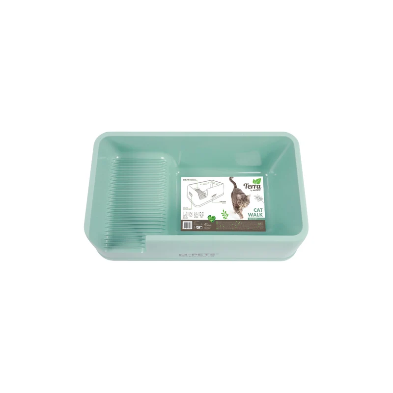 Bandeja Arenero TERRA CAT WALK Sea Green para Gato – Plástico Reciclado Anti-Tracking 84 cm | M-PETS®