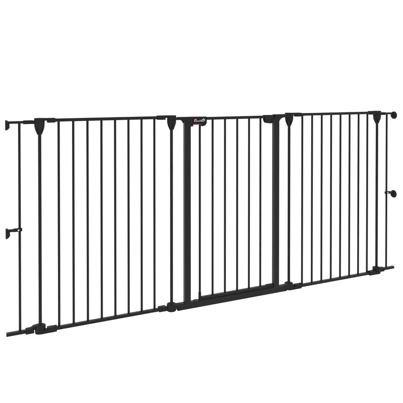 Pawhut Barrera Para Perros Plegable De Acero Con 3 Paneles 206x90cm Negro