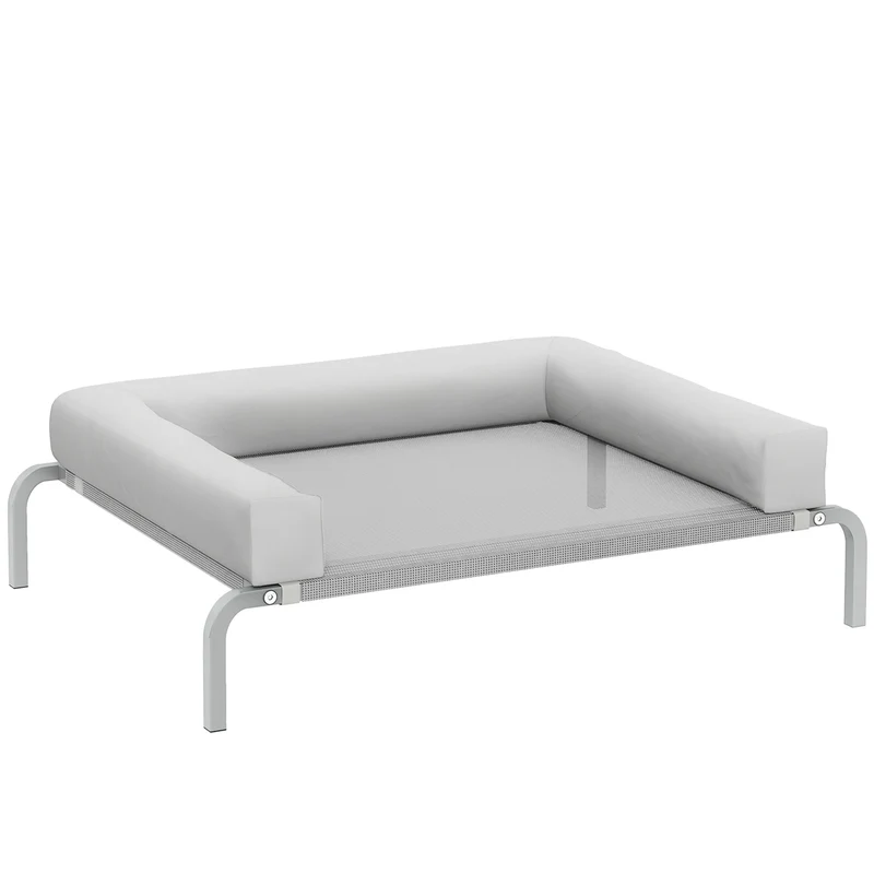 Pawhut Cama Elevada Para Perros Transpirable Con Refuerzos Extraíbles Gris Claro