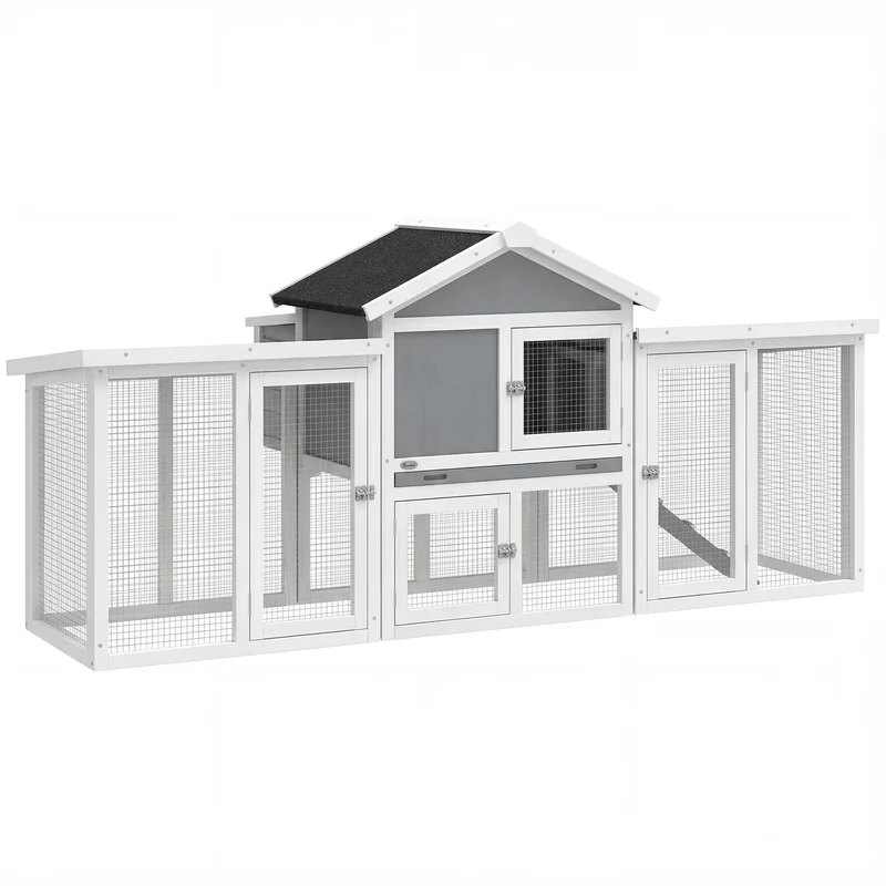 Pawhut Gallinero Para Exterior Grande De Madera 204x85x93 Cm Con Corral Bandeja