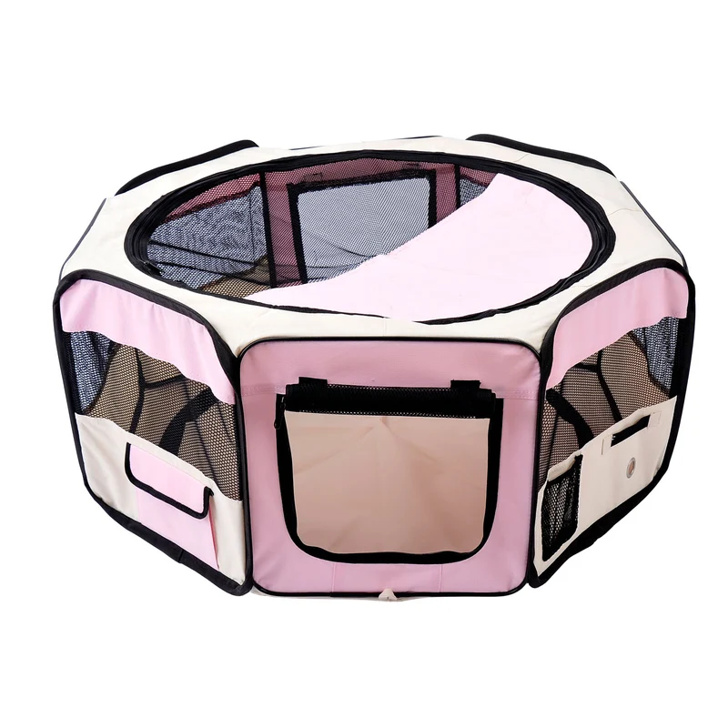 Pawhut Parque Para Mascotas Plegable 90x90x41cm Impermeable De Tela Oxford Rosa