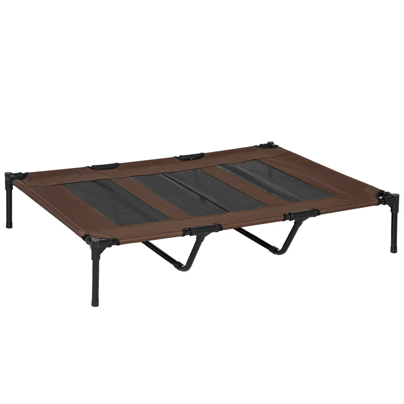 Pawhut Cama Elevada Perros Transpirable Interiores Exteriores 122x92x23 Cm Café