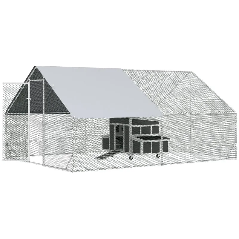 Pawhut Conjunto De 1 Gallinero De Madera Y 1 Gallinero Para Exterior Grande