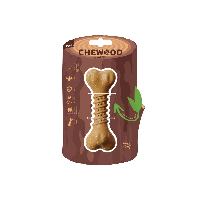 Juguete Mordedor CHEWOOD Bone – Nylon y Madera Natural para Perro | M-PETS®