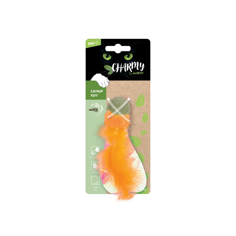 Juguete con Catnip CHARMY FIREFLY Naranja (Luciérnaga) para Gato | M-PETS®
