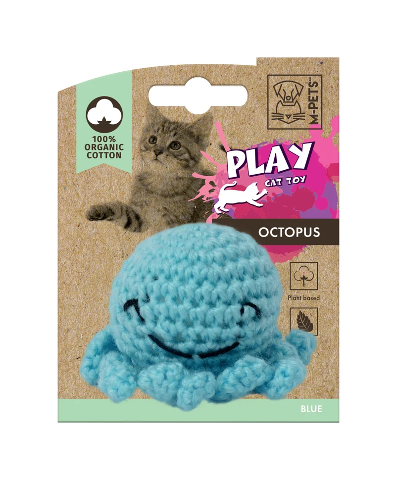 Peluche OCTOPUS (Pulpo) de Algodón 100% Orgánico Azul para Gato | M-PETS®
