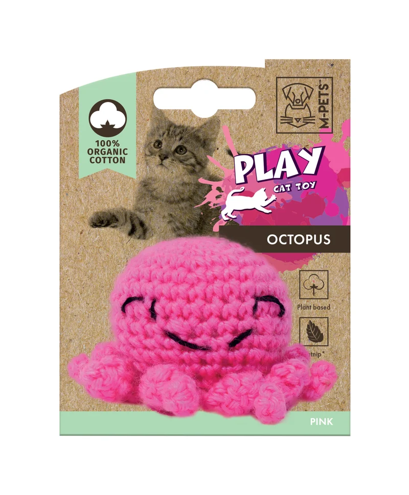 Peluche OCTOPUS (Pulpo) de Algodón 100% Orgánico Rosa para Gato | M-PETS®