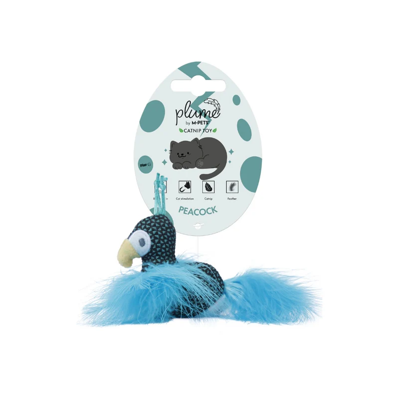 Juguete con Plumas y Catnip PLUME Peacock (Pavo Real) para Gato | M-PETS®