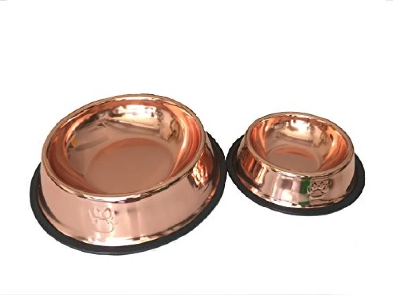 Comedero Metálico Anti Deslizante Rosa Gold Para Mascotas
