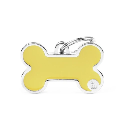 Placa ID Basic Handmade Grande en Forma de Hueso – Amarilla (Yellow) | MyFamily