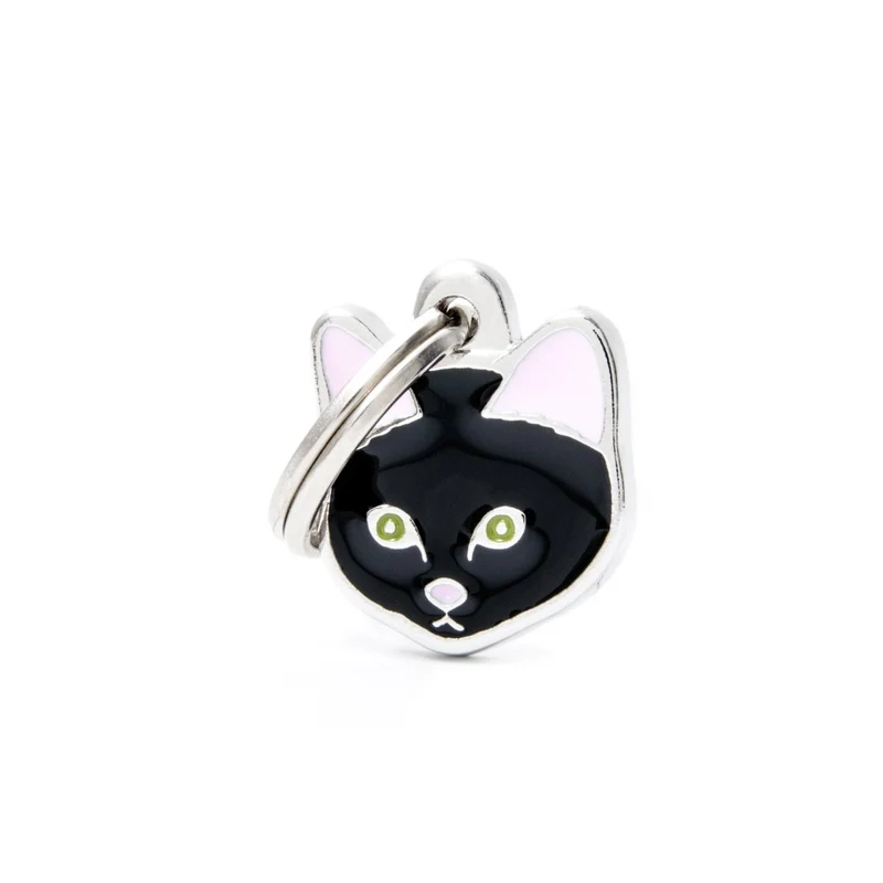 Placa ID en Forma de Gato Europeo Negro