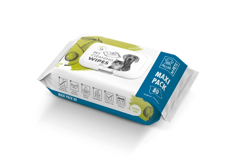 Toallitas Húmedas con Aroma a Aguacate para Perros y Gatos - Maxi Pack 80 pzas (15x20 cm) | M-PETS