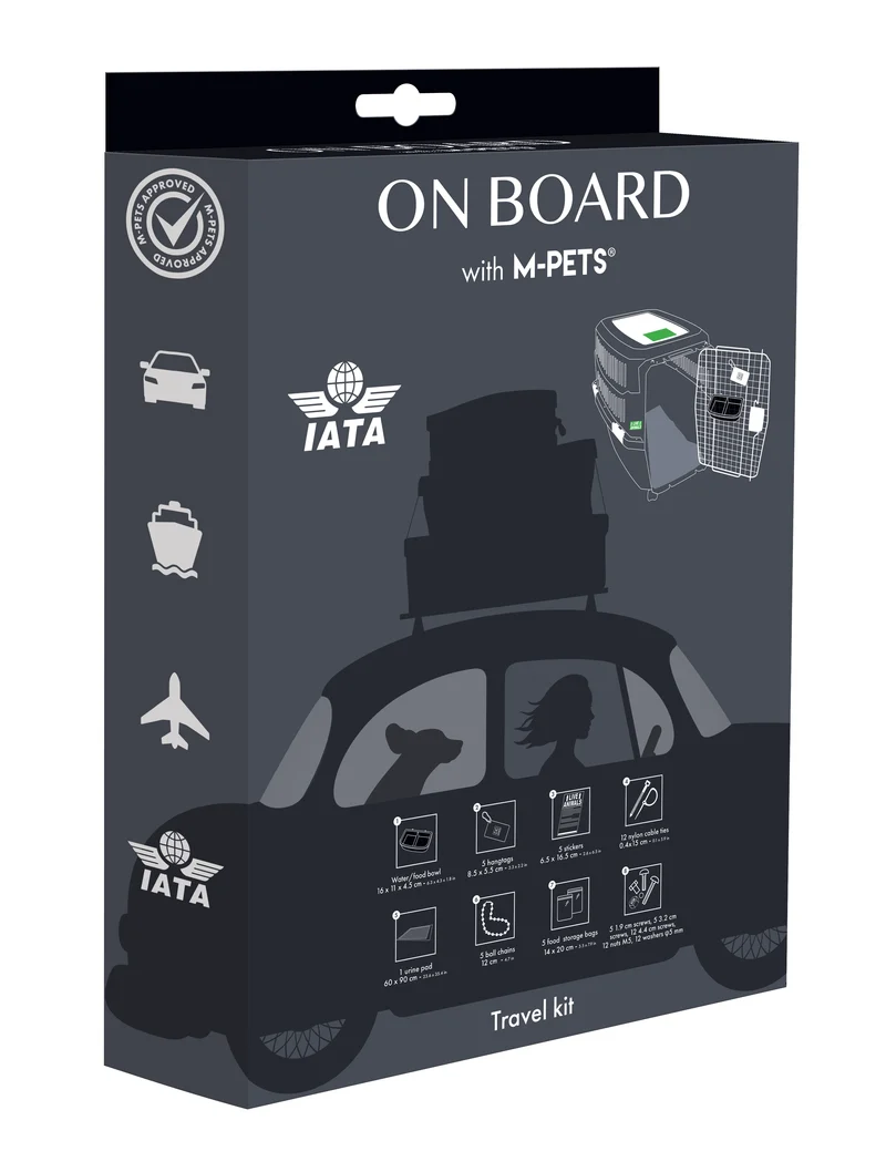 Kit de Viaje para Transportadoras con Doble Plato - Negro (Black) | M-PETS | Cumple con IATA