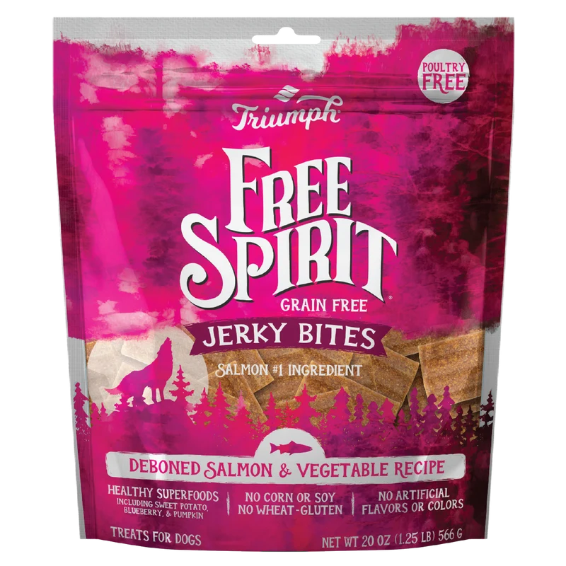 Premio tipo Jerky sin grano “Free Spirit” – Salmón & Vegetales | Triumph