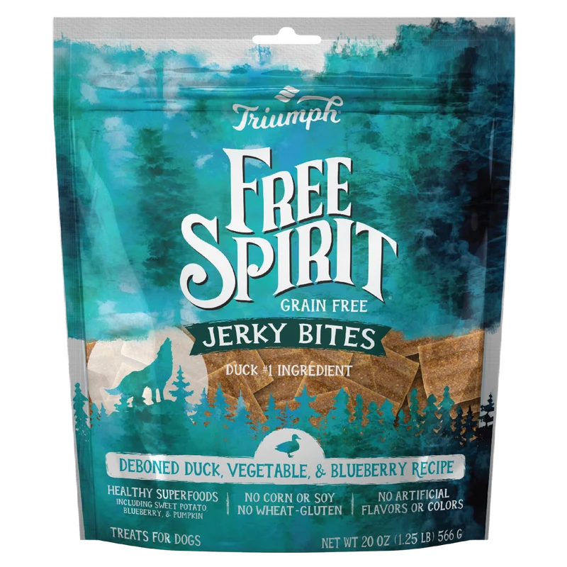 Premio tipo Jerky sin grano “Free Spirit” – Pato, Vegetales & Arándano | Triumph