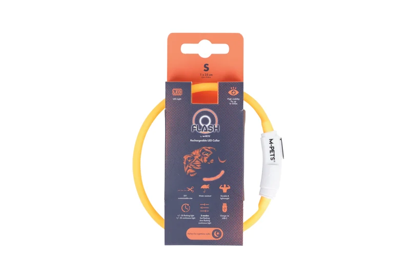Collar LED Recargable FLASH para Perros - Naranja (Orange) | M-PETS