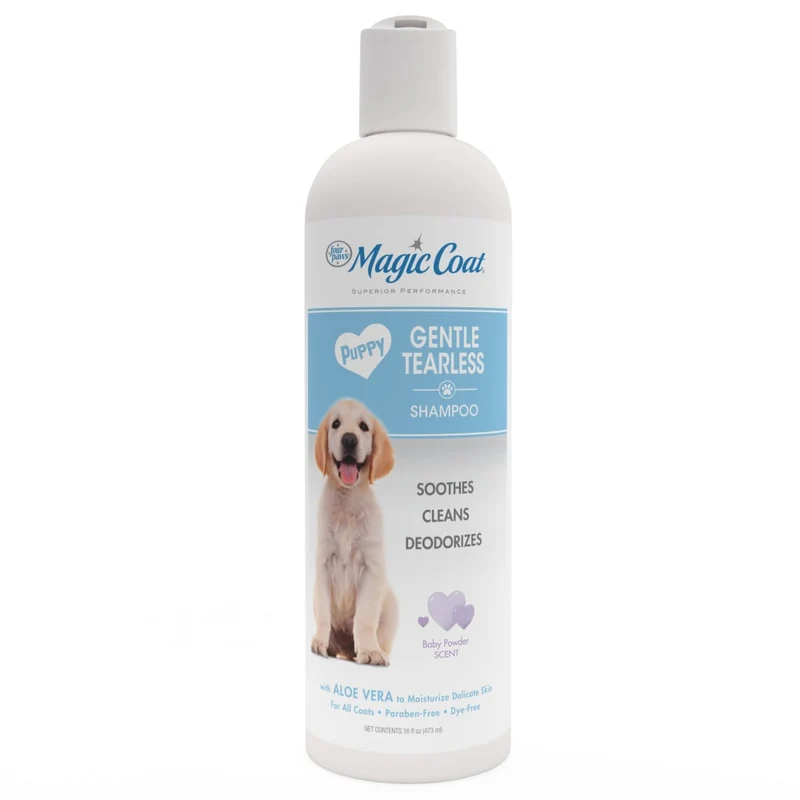 Shampoo Suave Sin Lágrimas para Cachorros con Aloe Vera y Aroma a Talco de Bebé 16 oz (473 ml) | Magic Coat®