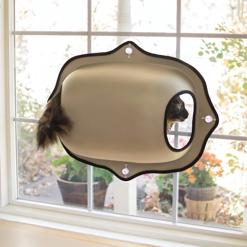 Cama de Ventana Tipo Cápsula para Gato EZ Mount Window Pod - Beige (Tan) | K&H