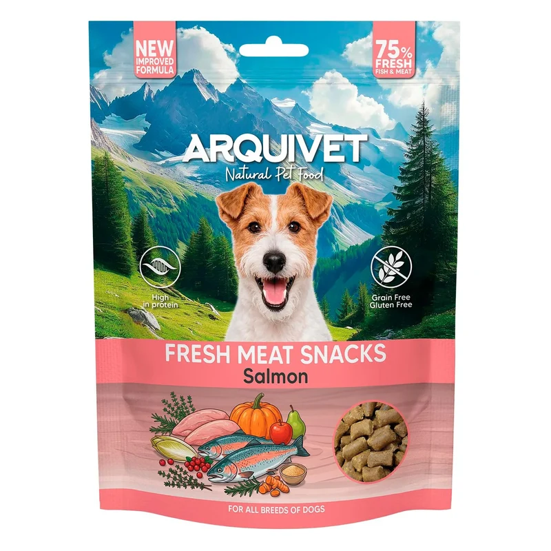Snacks semihúmedos de Salmón y pavo - Fresh Meat Snacks Para Perros - Arquivet