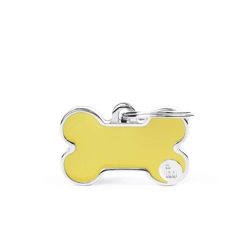 Placa ID Basic Handmade Chica en Forma de Hueso – Amarilla (Yellow) | MyFamily