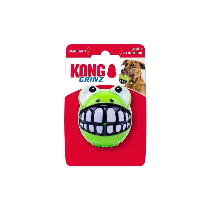 Pelota Grande Grinz Frog (Rana) con Sonido y Rebote Irregular para Perros - Verde | KONG