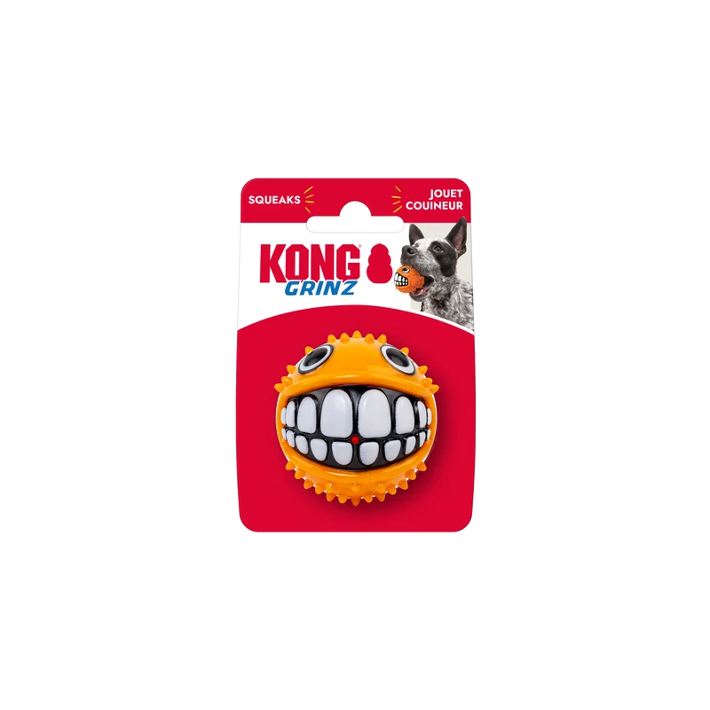 Pelota Mediana Grinz Puffe Fish (Pez Globo) con Sonido y Rebote Irregular para Perros - Naranja | KONG