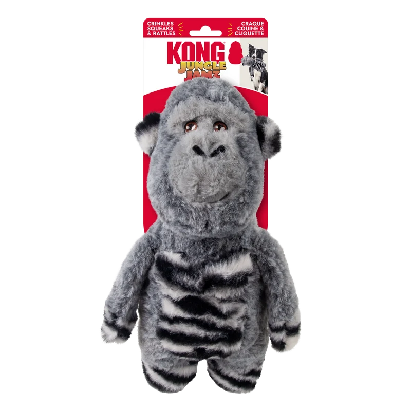Jungle Jamz Gorilla - Juguete de Peluche con Sonido para Perros | KONG