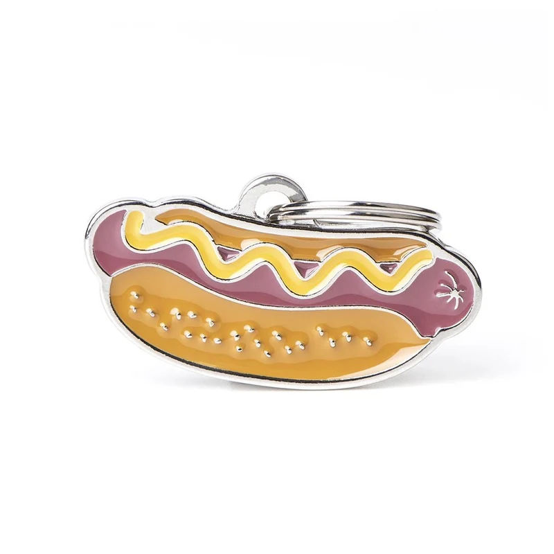 Placa ID en Forma de Hot Dog para Perros