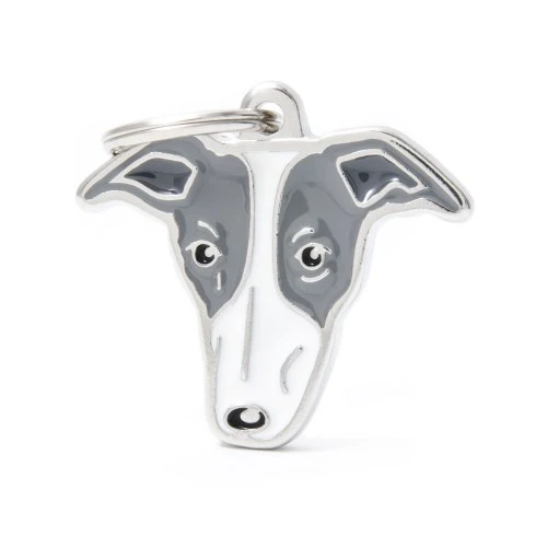 Placa ID en Forma de Galgo Inglés – Gris para Perros | MyFamily