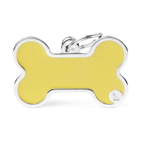 Placa ID Basic Handmade XL en Forma de Hueso – Amarillo (Yellow) | MyFamily