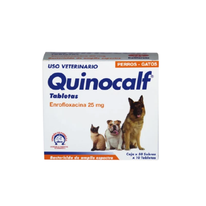 Quinocalf x 25 Mg Antibiótico para Perros, Gatos y Aves