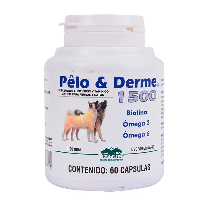 Pelo y Derme 1500 Suplemento para Perro y Gato x 60 capsulas