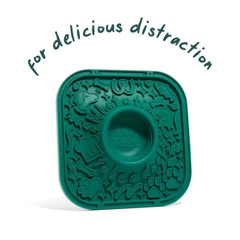 LickMat Verde para Perros - Tapete de Lamido con Ventosas y Bowl Integrado | Ideal para LickMix de Woof