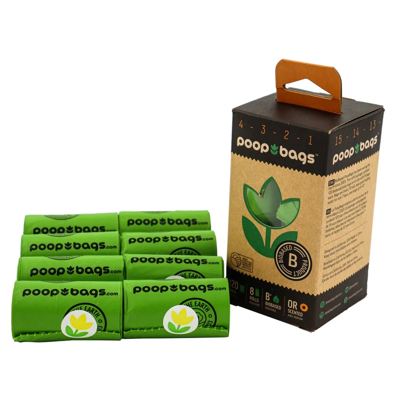 120 Bolsas p/Popo Poop Bags con Esencia a Naranja (8 Rollos con 15 Bolsas)
