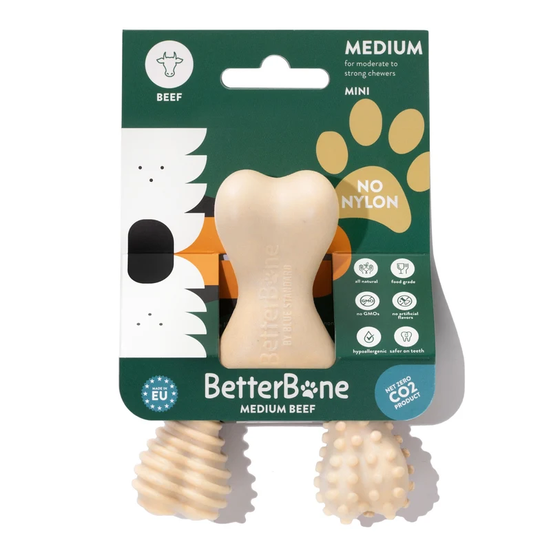 BetterBone MEDIUM Beef: Hueso Masticable con CARNE para Perros
