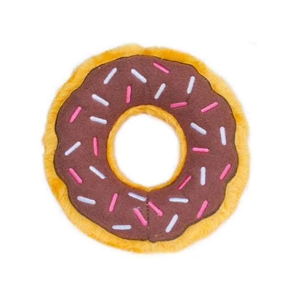 Donutz Dona de Chocolate de Peluche con Sonido Squeaker - Zippy Donutz de Chocolate