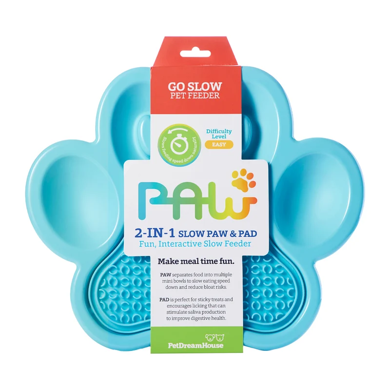 2-en-1 Plato para Comer Lento y Lick Mat en Azul de PetDreamHouse