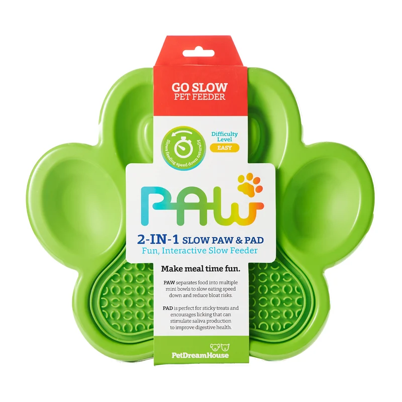 2-en-1 Plato para Comer Lento y Lick Mat en Verde de PetDreamHouse