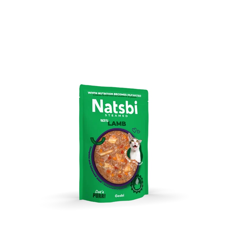 Natsbi Steamed Gravy Cat Lamb | Comida al vapor de cordero para gatos 80g