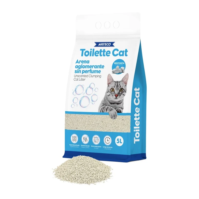 TOILETTE CAT ARENA AGLOMERANTE BENTONITA SIN PERFUME 10L