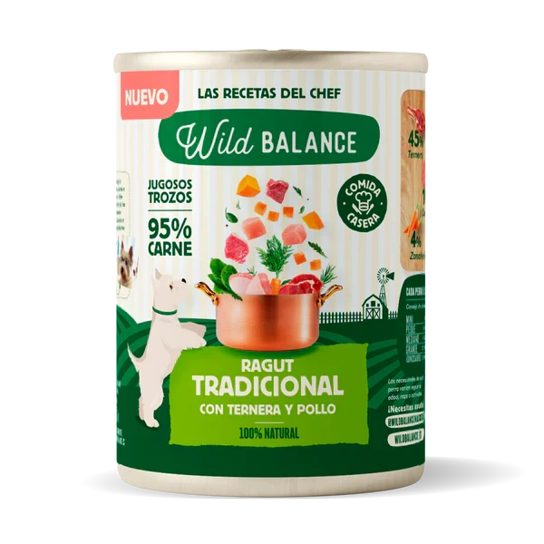 Wild Balance Lata de Ragut tradicional de Ternera y Pollo para perros 400g