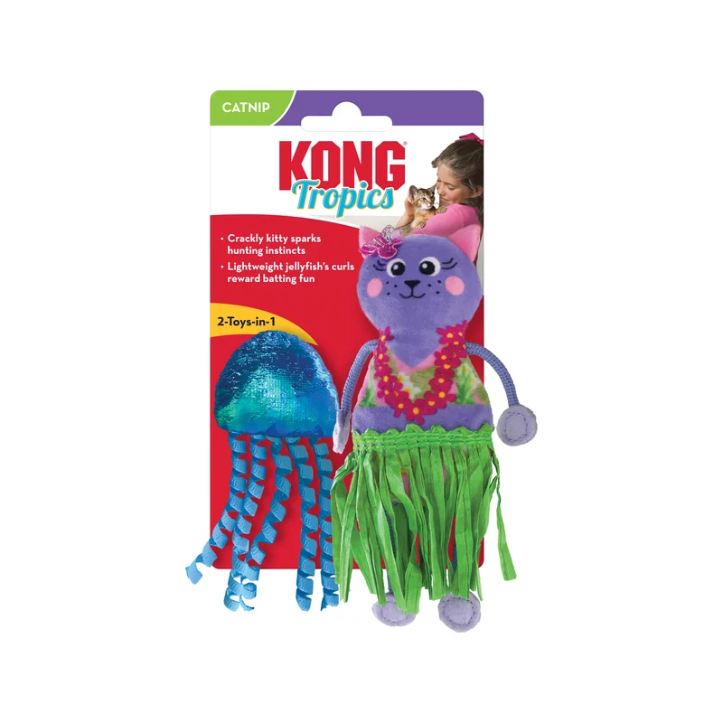 KONG TROPICS 2 PIEZAS GATO Y MEDUSA DE PELUCHE PARA GATO
