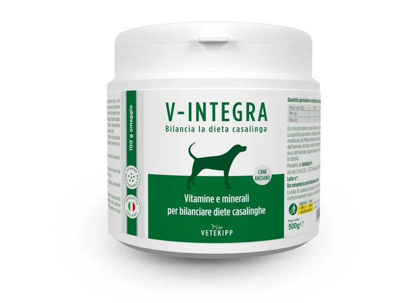 V-Integra Perro ANCIANO 500g, Suplemento Completo Rico en Vitaminas y Minerales para Equilibrar Dieta Casera y Barf